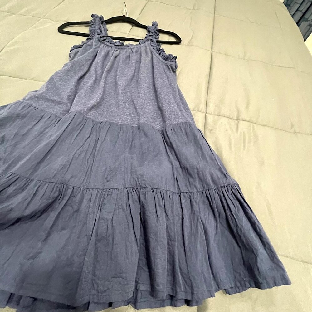 Cato Blue Tiered Ruffle Midi Dress Boho Cottagecore Sleeveless Pockets - LARGE - Picture 14 of 16